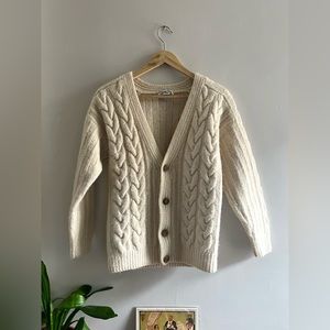 Vintage Christian Dior Cream Cardigan, 100% wool